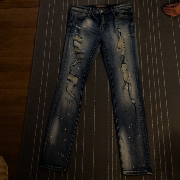 Crysp denim distressed mens skinny  jeans - Picture 1 of 6